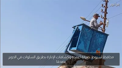 محافظ أسيوط: صيانة أعمدة وكشافات الإنارة بطريق السلوات في الدوير بصدفا