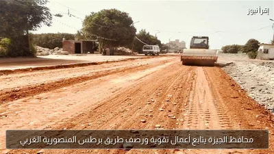محافظ الجيزة يتابع أعمال تقوية ورصف طريق برطس المنصورية الغربي