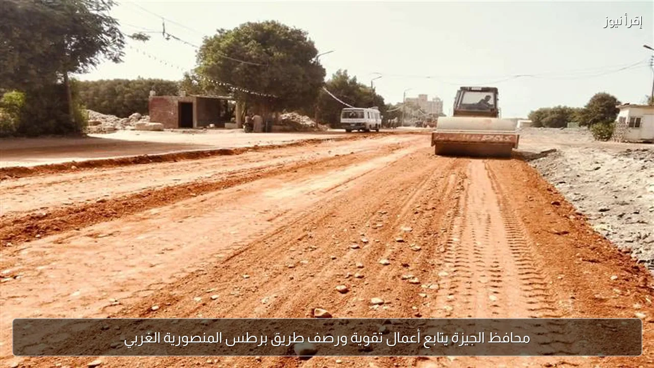 محافظ الجيزة يتابع أعمال تقوية ورصف طريق برطس المنصورية الغربي