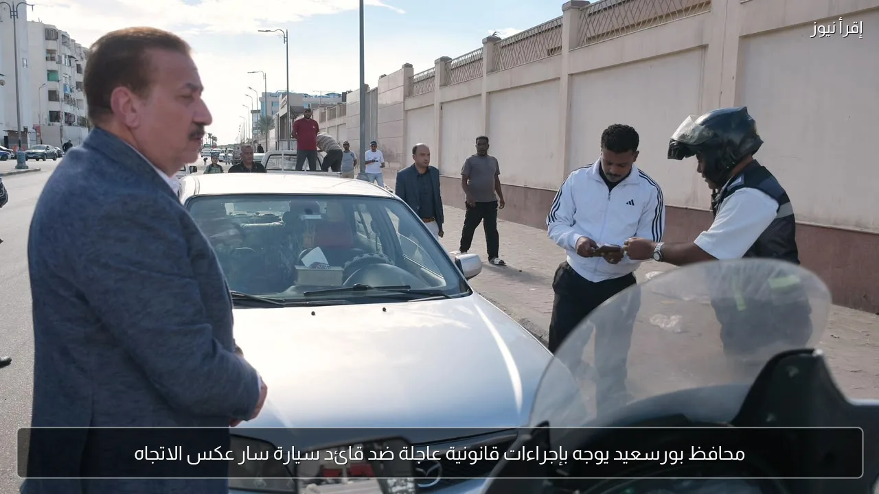 محافظ بورسعيد يوجه بإجراءات قانونية عاجلة ضد قائد سيارة سار عكس الاتجاه