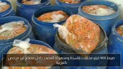 ضبط 900 كيلو مخللات فاسدة ومجهولة المصدر داخل مصنع غير مرخص بالغربية