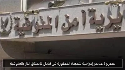 مصرع 3 عناصر إجرامية شديدة الخطورة في تبادل لإطلاق النار بالمنوفية