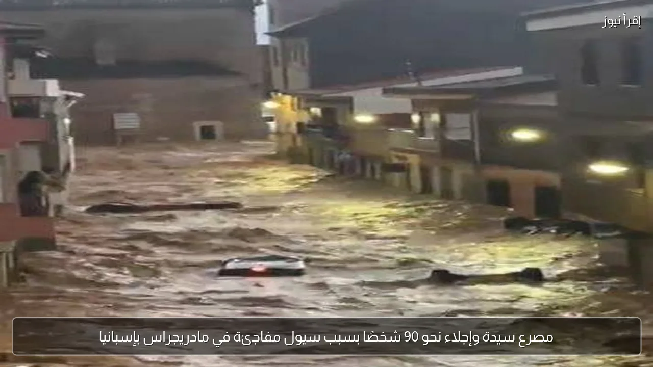 مصرع سيدة وإجلاء نحو 90 شخصًا بسبب سيول مفاجئة في مادريجراس بإسبانيا