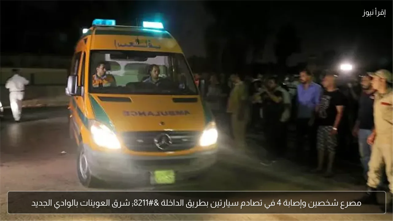 مصرع شخصين وإصابة 4 في تصادم سيارتين بطريق الداخلة – شرق العوينات بالوادي الجديد