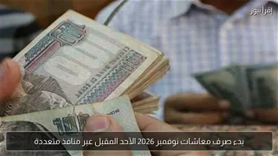 بدء صرف معاشات نوفمبر 2026 الأحد المقبل عبر منافذ متعددة