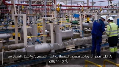 IEEFA يحذر: أوروبا قد تخفض استهلاك الغاز الطبيعي 7% خلال الشتاء مع تراجع المخزون