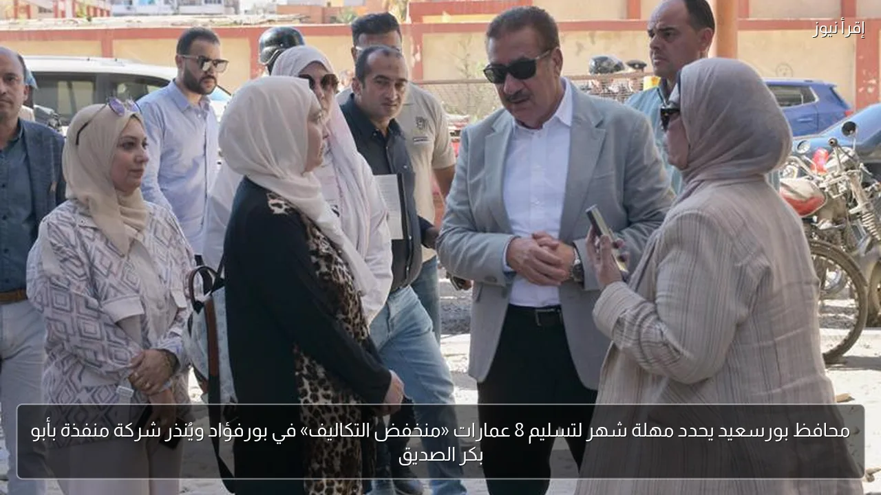 محافظ بورسعيد يحدد مهلة شهر لتسليم 8 عمارات «منخفض التكاليف» في بورفؤاد ويُنذر شركة منفذة بأبو بكر الصديق