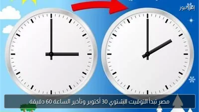 مصر تبدأ التوقيت الشتوي 30 أكتوبر وتأخير الساعة 60 دقيقة