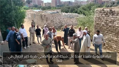 مياه القليوبية تضبط تعديًا على شبكة الصرف الصحي بقرية كفر الجمال في قها