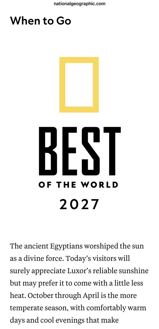 الأقصر تتصدر وجهات العالم السياحية لعام 2027