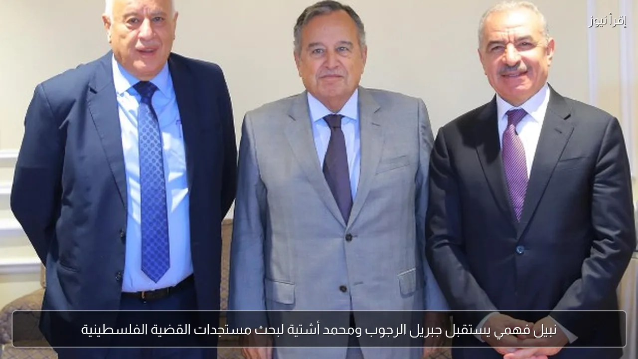 نبيل فهمي يستقبل جبريل الرجوب ومحمد أشتية لبحث مستجدات القضية الفلسطينية