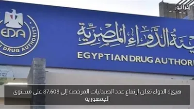 هيئة الدواء تعلن ارتفاع عدد الصيدليات المرخصة إلى 87.608 على مستوى الجمهورية