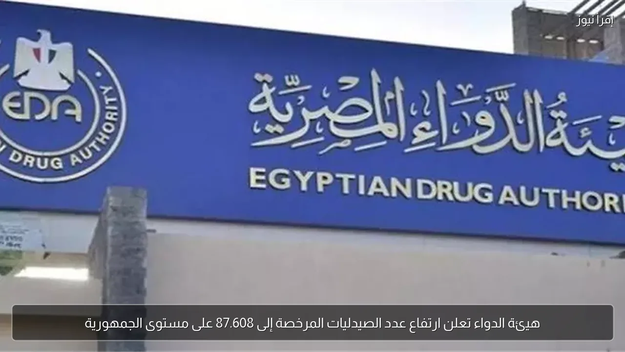 هيئة الدواء تعلن ارتفاع عدد الصيدليات المرخصة إلى 87.608 على مستوى الجمهورية