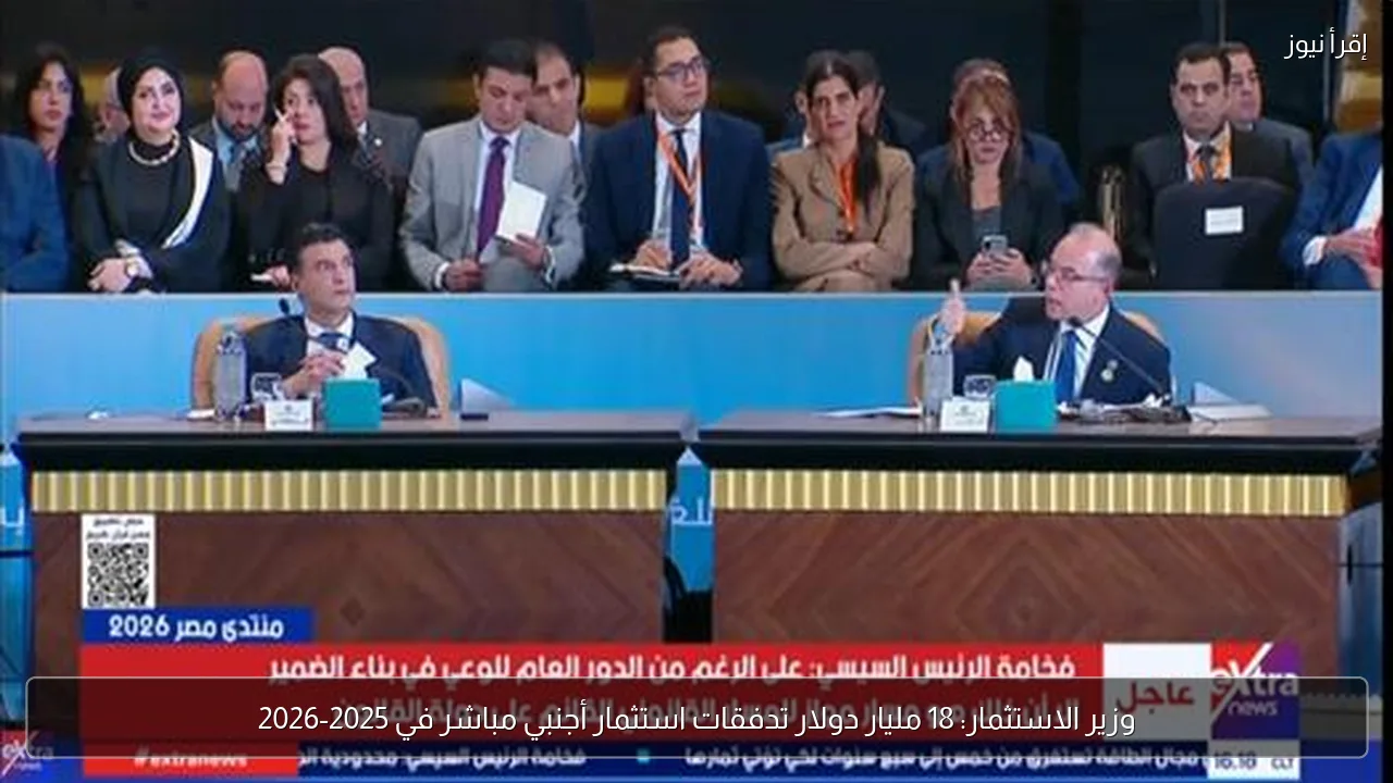وزير الاستثمار: 18 مليار دولار تدفقات استثمار أجنبي مباشر في 2025-2026