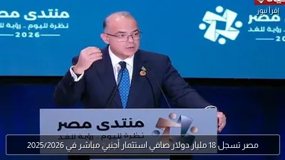 مصر تسجل 18 مليار دولار صافي استثمار أجنبي مباشر في 2025/2026