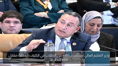 وزير التعليم العالي: نستهدف 60% من الطلاب في الكليات العملية مقابل 40% للنظرية
