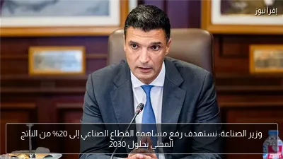وزير الصناعة: نستهدف رفع مساهمة القطاع الصناعي إلى 20% من الناتج المحلي بحلول 2030