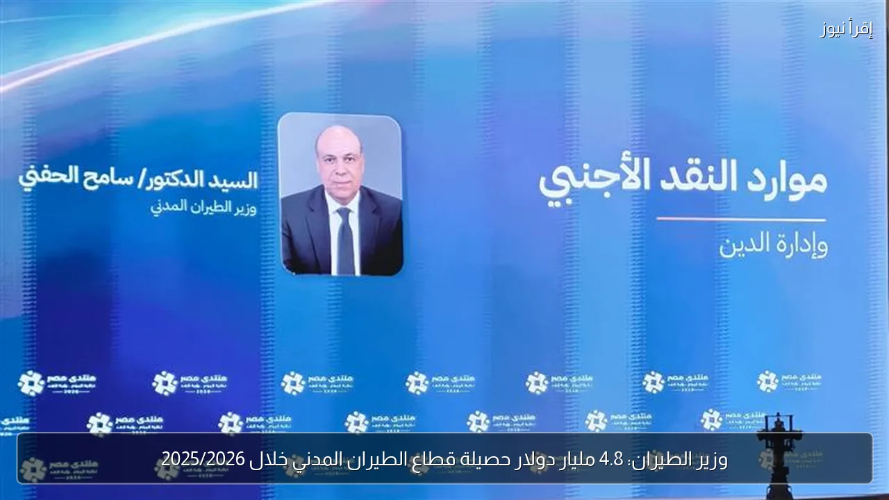 وزير الطيران: 4.8 مليار دولار حصيلة قطاع الطيران المدني خلال 2025/2026