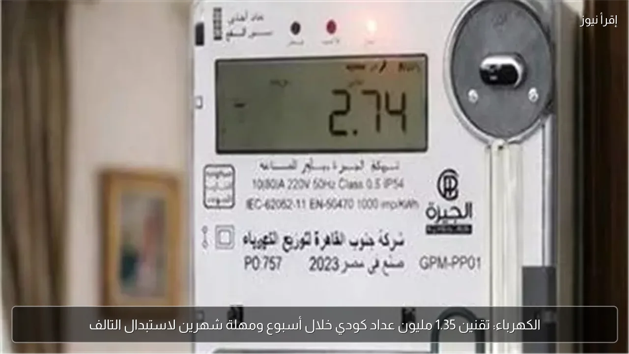 الكهرباء: تقنين 1.35 مليون عداد كودي خلال أسبوع ومهلة شهرين لاستبدال التالف