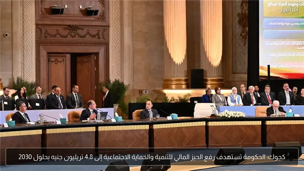 كجوك: الحكومة تستهدف رفع الحيز المالي للتنمية والحماية الاجتماعية إلى 4.8 تريليون جنيه بحلول 2030