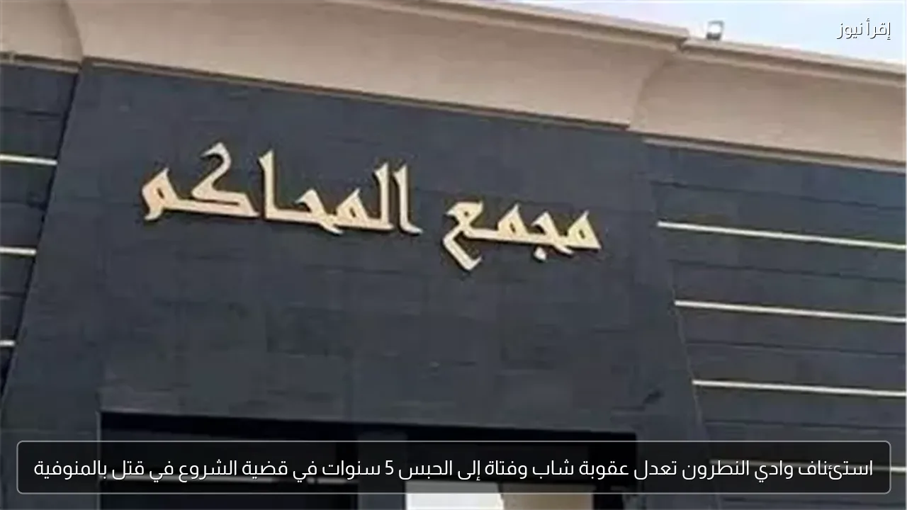 استئناف وادي النطرون تعدل عقوبة شاب وفتاة إلى الحبس 5 سنوات في قضية الشروع في قتل بالمنوفية