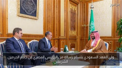 ولي العهد السعودي يتسلم رسالة من الرئيس المصري إلى خادم الحرمين الشريفين