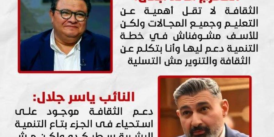 الفنان والمخرج.. جدل تحت قبة الشيوخ حول دعم الثقافة بخطة التنمية