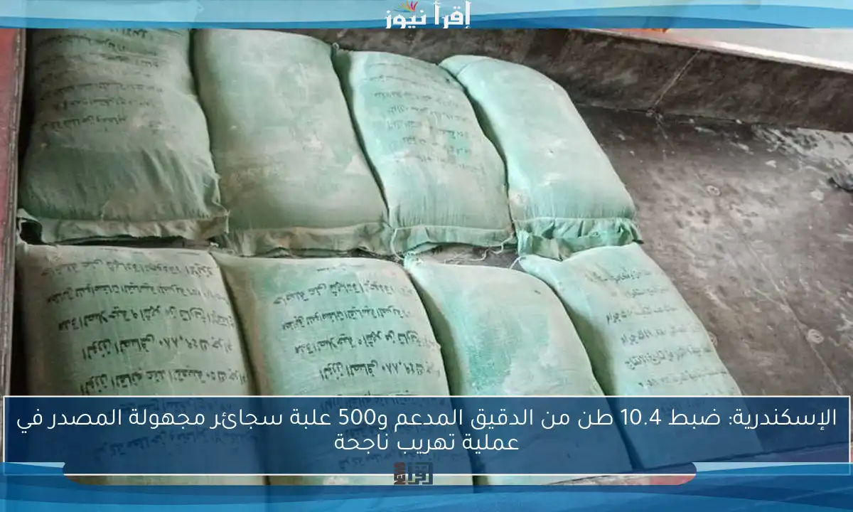 الإسكندرية: ضبط 10.4 طن من الدقيق المدعم و500 علبة سجائر مجهولة المصدر في عملية تهريب ناجحة