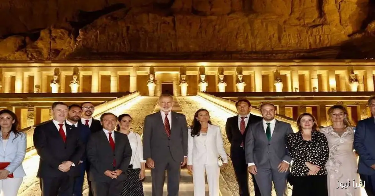 ملك إسبانيا يطلق إضاءة ليلية رائعة لمعبد الملكة حتشبسوت في غرب الأقصر