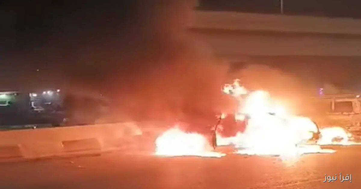 السيطرة على حريق اندلع في سيارتين على الطريق الدائري بالقليوبية