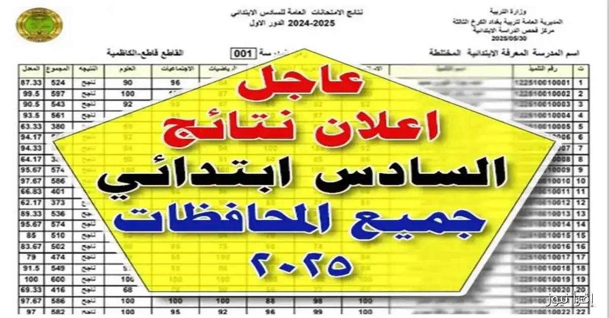 أستخراجــها تـواً .. نتائج السادس الابتدائي الدور الثالث موقع نتائجنا بالخطوات