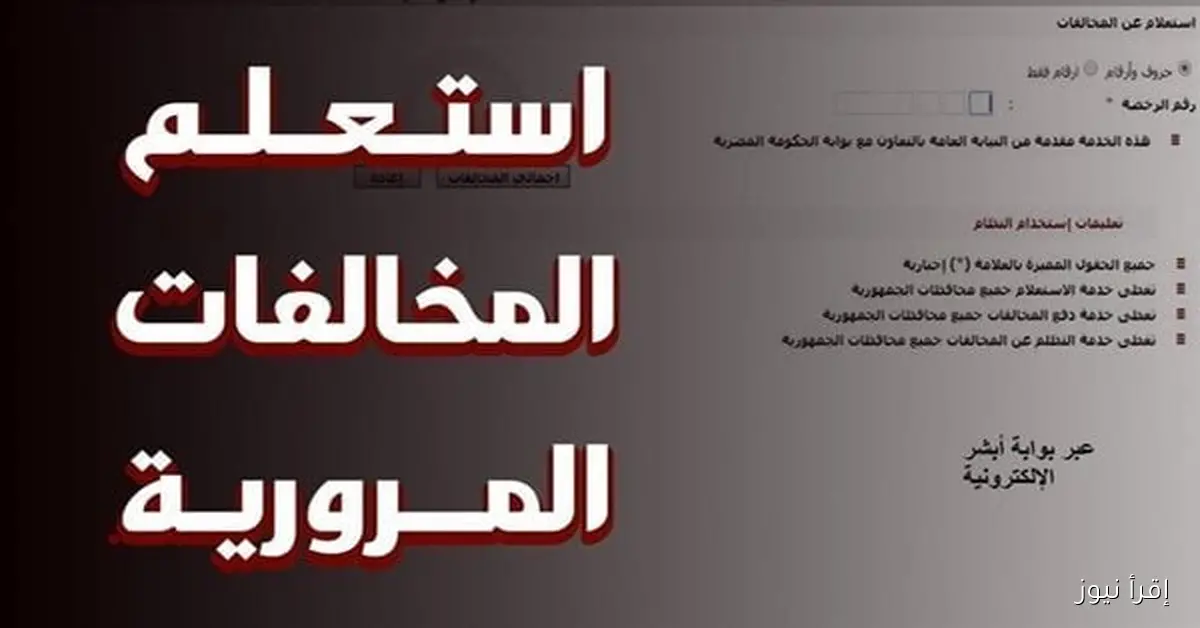 الان من هنـا .. الاستعلام عن مخالفات رخص المركبات 2025 عبر موقع النيابة العامة ppo.gov.eg