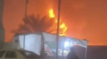 حريق هائل نتيجة انفجار صهريج نفط في سامراء العراقية