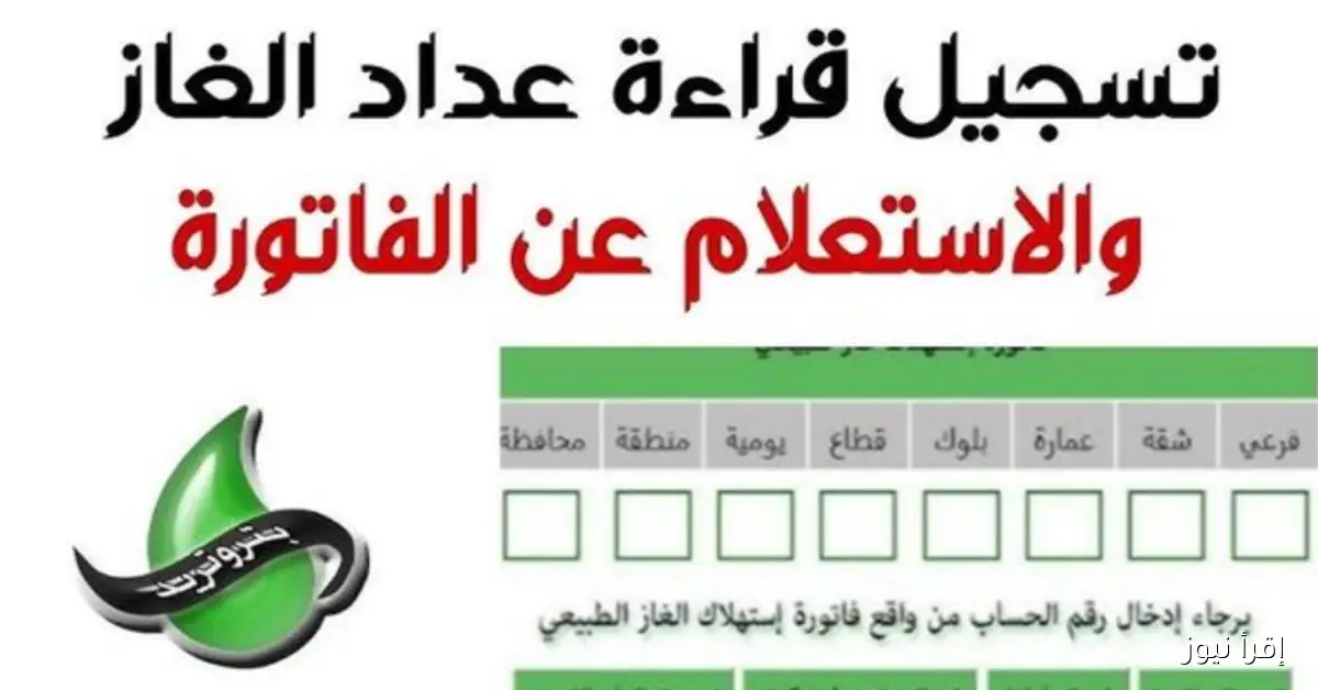 رابط تسجيل قراءة عداد الغاز بتروتريد 2025 .. خطوات سهلة لتسجيل القراءة الشهرية ودفع الفاتورة إلكترونيًا