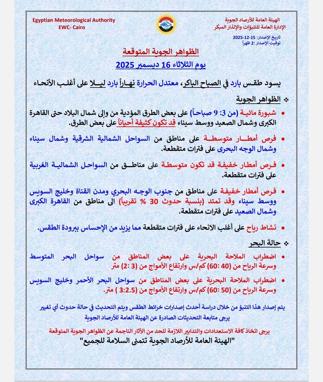 الطقس غدا في مصر