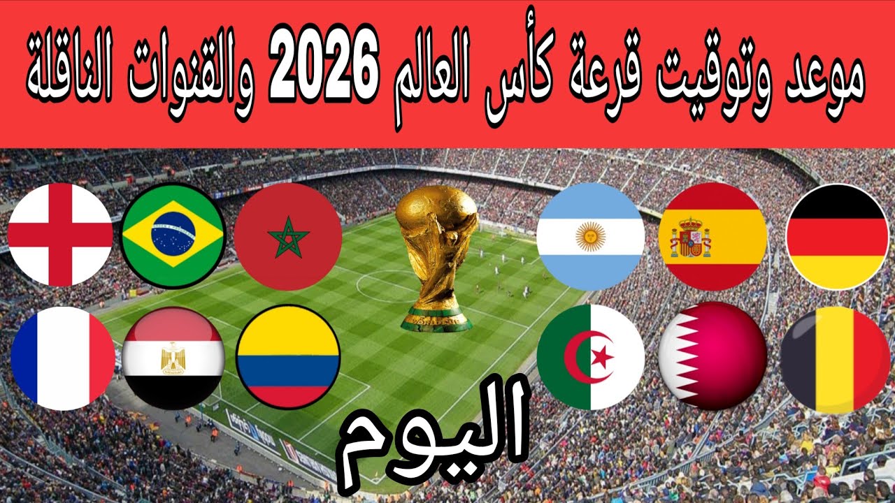 “بجودة HD”.. القنوات الناقلة لقرعة كأس العالم 2026 بمشاركة 48 منتخباً علي النايل سات مجاناً
