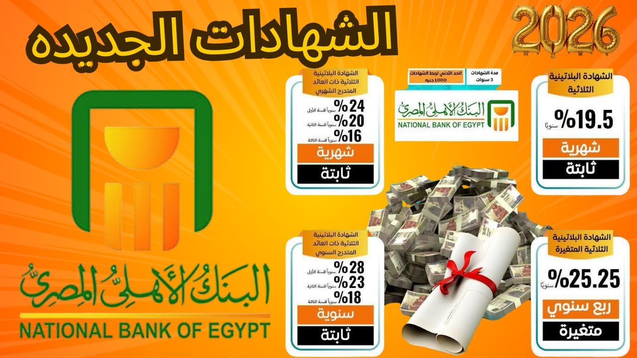 قائمة بـ الأعلى فائدة .. أنواع شهادات البنك الأهلي الجديدة 2025 ومميزاتها