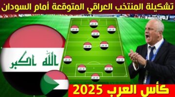 تشكيلة العراق امام السودان اليوم
