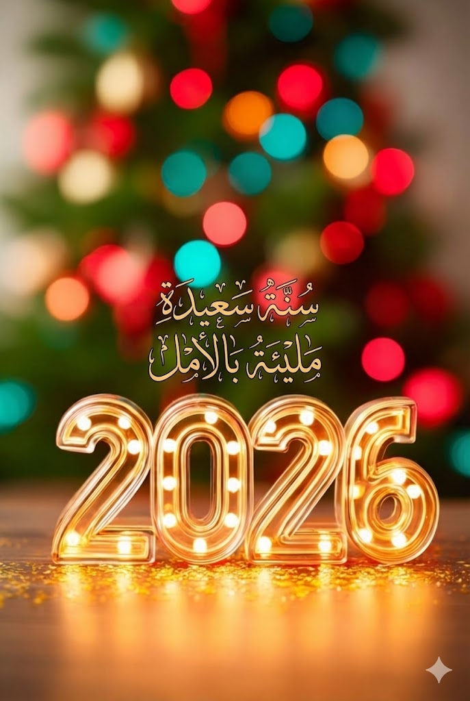 متاح png .. خلفيات وبطاقات تهنئة العام الجديد 2026 بالاسم happy new year مكتوب عليها عبارات حديثة