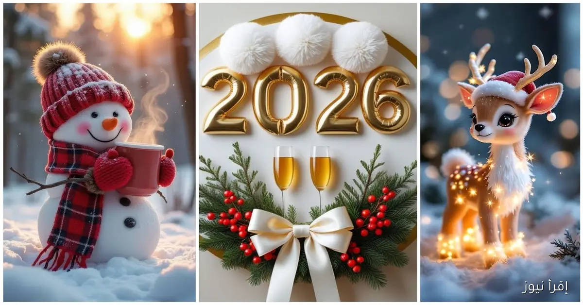 بطاقات وصور تهنئة رأس السنة الميلادية 2026 بالاسم Happy New Year هابي نيو يير