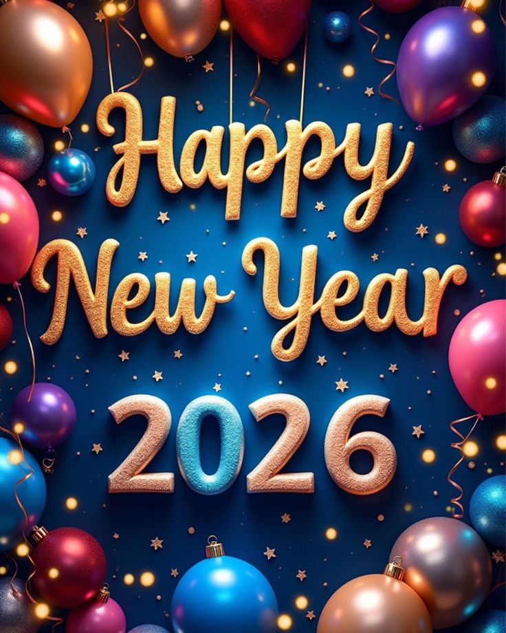 بطاقات وصور تهنئة رأس السنة الميلادية 2026 بالاسم Happy New Year هابي نيو يير 10 صور تهنئة 2026 9