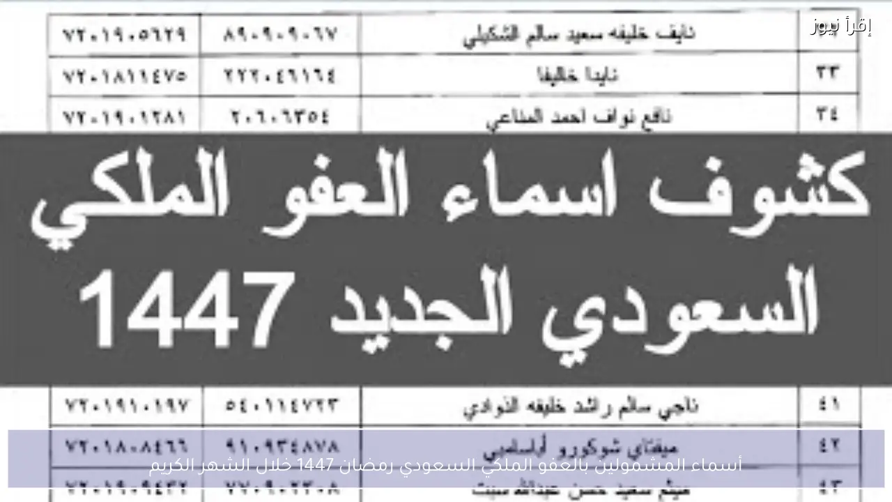 أسماء المشمولين بالعفو الملكي السعودي رمضان 1447 خلال الشهر الكريم