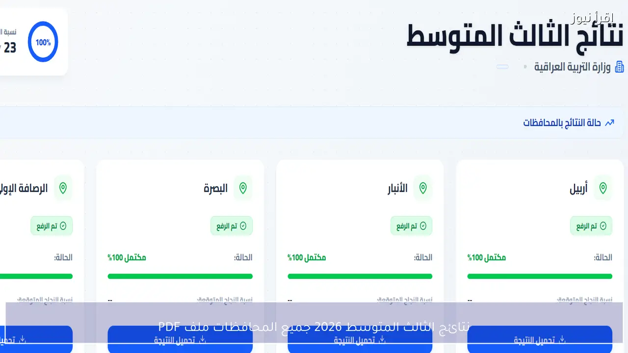 نتائج الثالث المتوسط 2026 الدور التمهيدي جميع المحافظات ملف PDF
