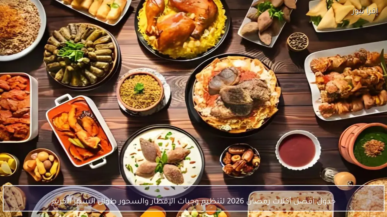 جدول أفضل أكلات رمضان 2026 لتنظيم وجبات الإفطار والسحور طوال الشهر الكريم