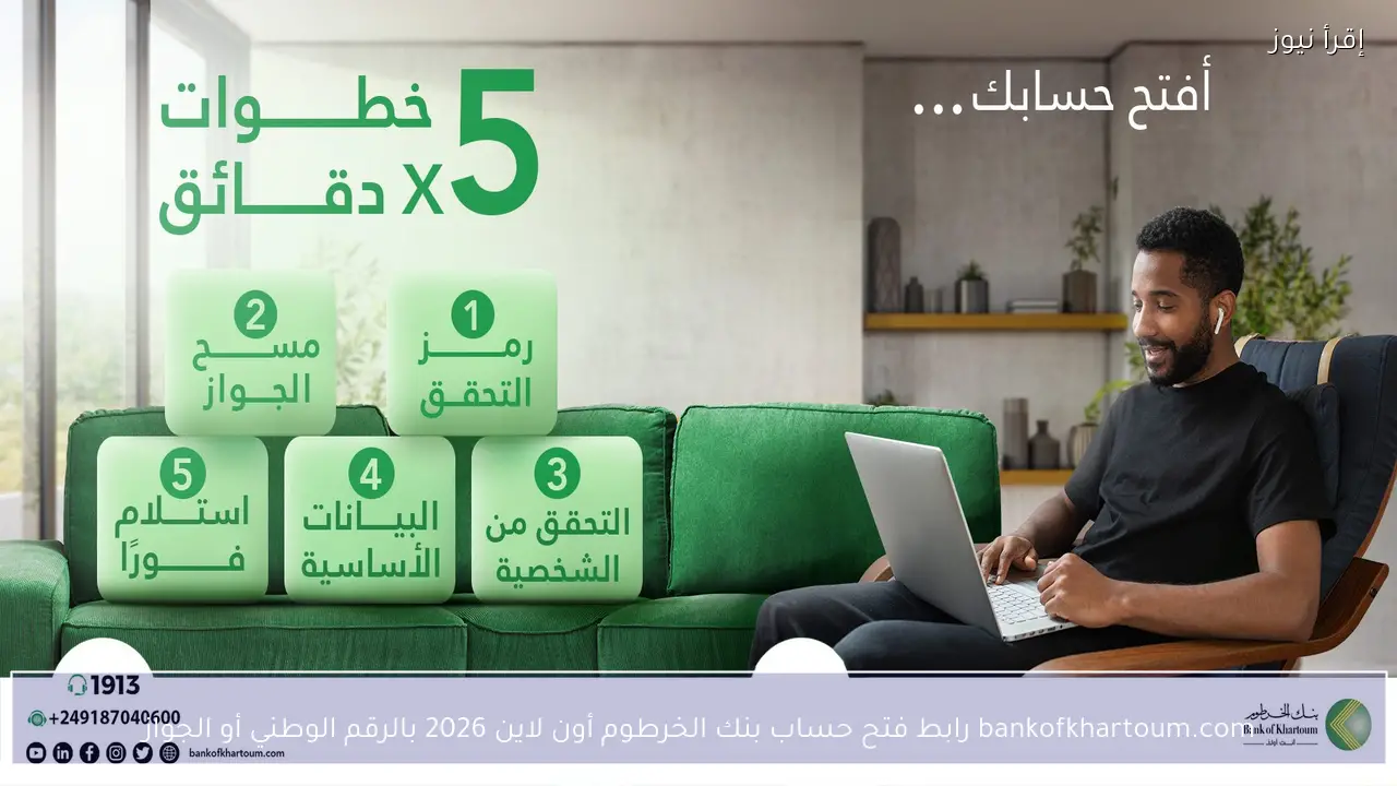 bankofkhartoum.com رابط فتح حساب بنك الخرطوم أون لاين 2026 بالرقم الوطني أو الجواز
