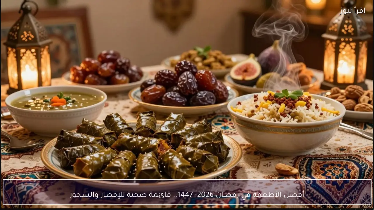 أفضل الأطعمة في رمضان 2026- 1447.. قائمة صحية للإفطار والسحور