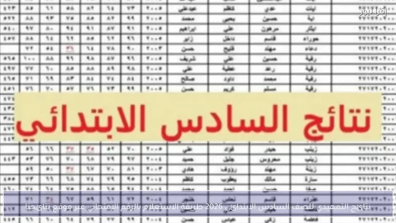 نتائج التمهيدي للصف السادس الابتدائي 2026 طريقة الاستعلام بالرقم الامتحاني عبر موقع نتائجنا