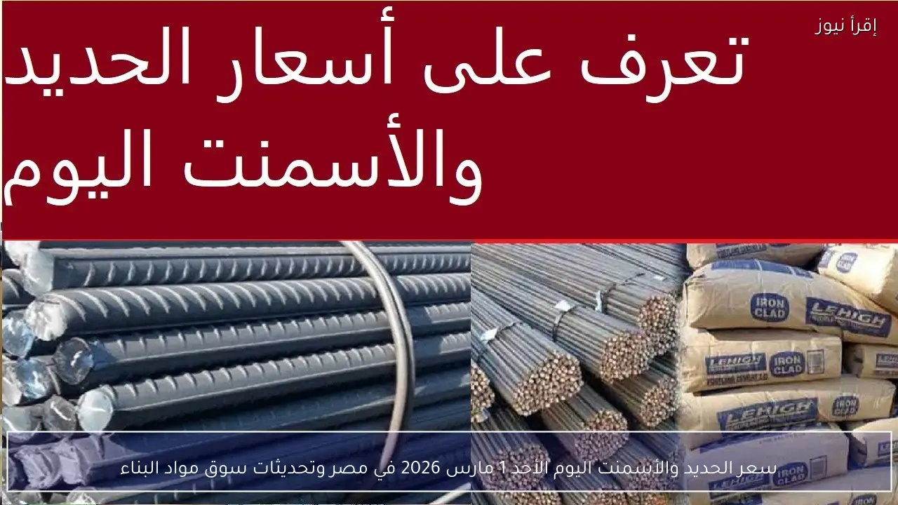 سعر الحديد والأسمنت اليوم الأحد 1 مارس 2026 في مصر وتحديثات سوق مواد البناء