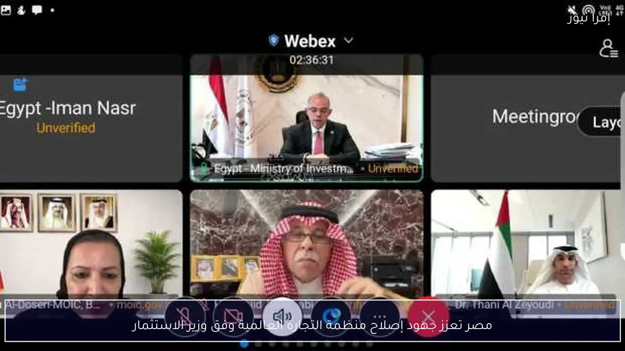 مصر تعزز جهود إصلاح منظمة التجارة العالمية وفق وزير الاستثمار