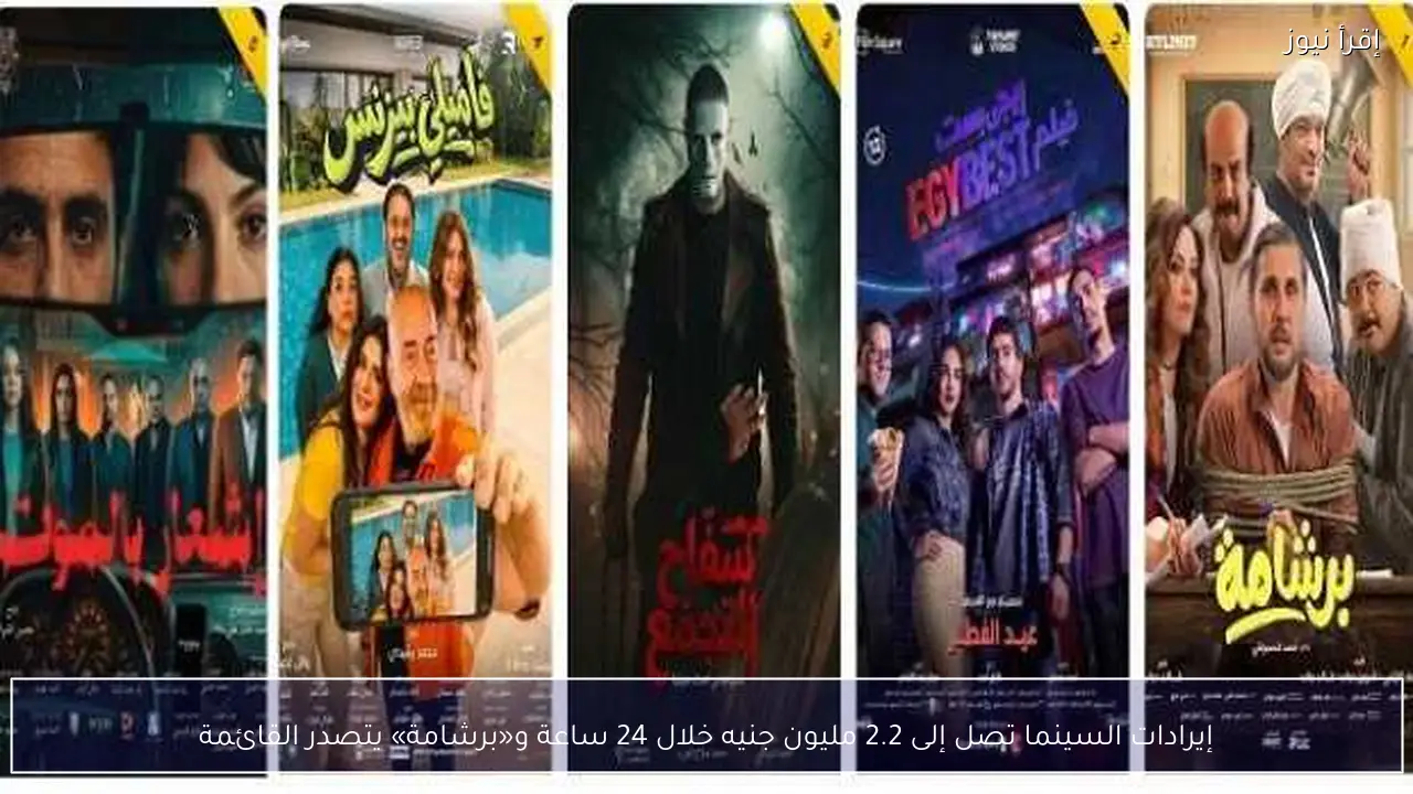 إيرادات السينما تصل إلى 2.2 مليون جنيه خلال 24 ساعة و«برشامة» يتصدر القائمة